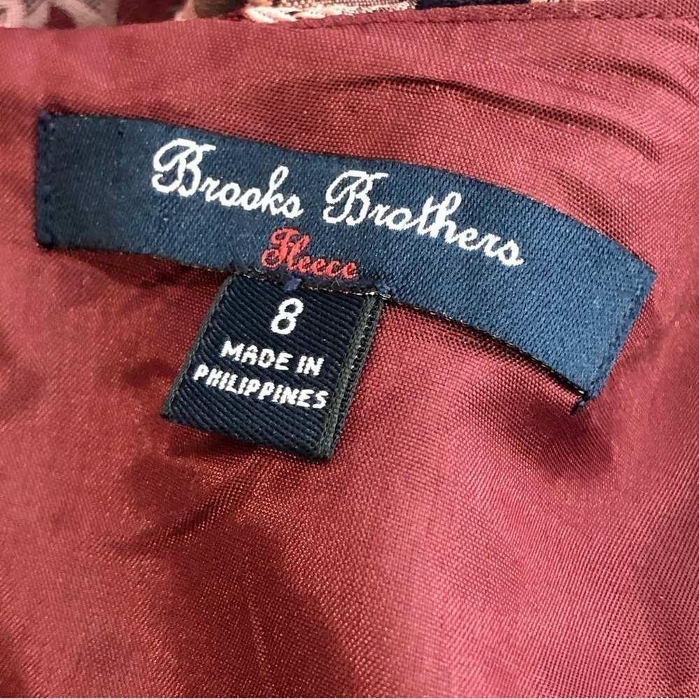 Brooks Brothers girl's formal dress floral jacquard wine pink navy drop waist 8 - Picture 5 of 7